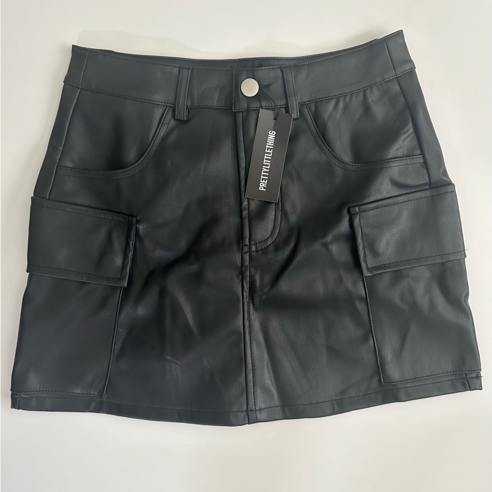 NEW Pretty Little Thing Leather Mini Skirt - Size Small